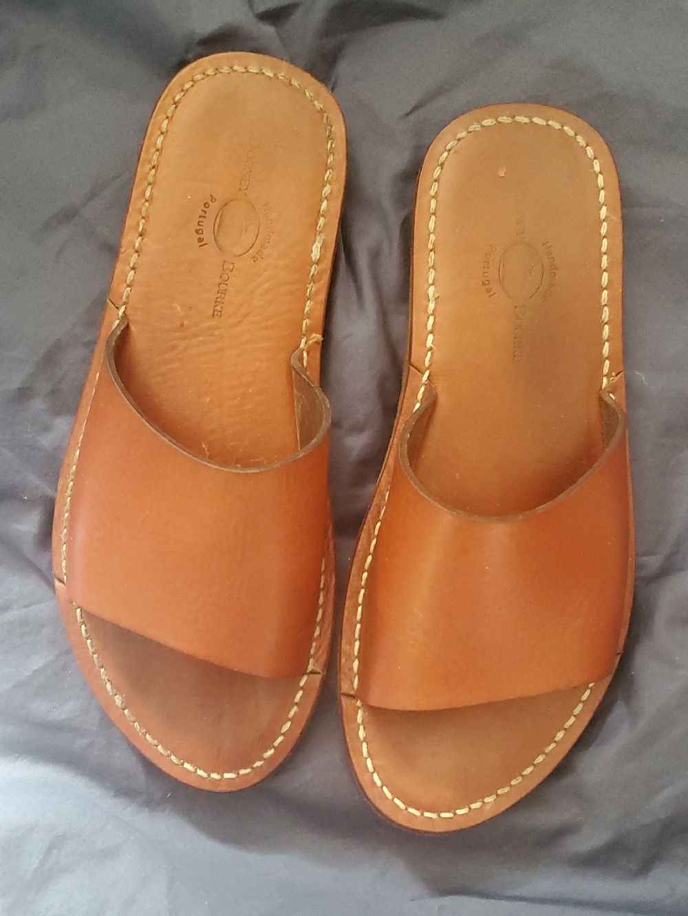 Classic Cognac Leather Slide Sandals for Women